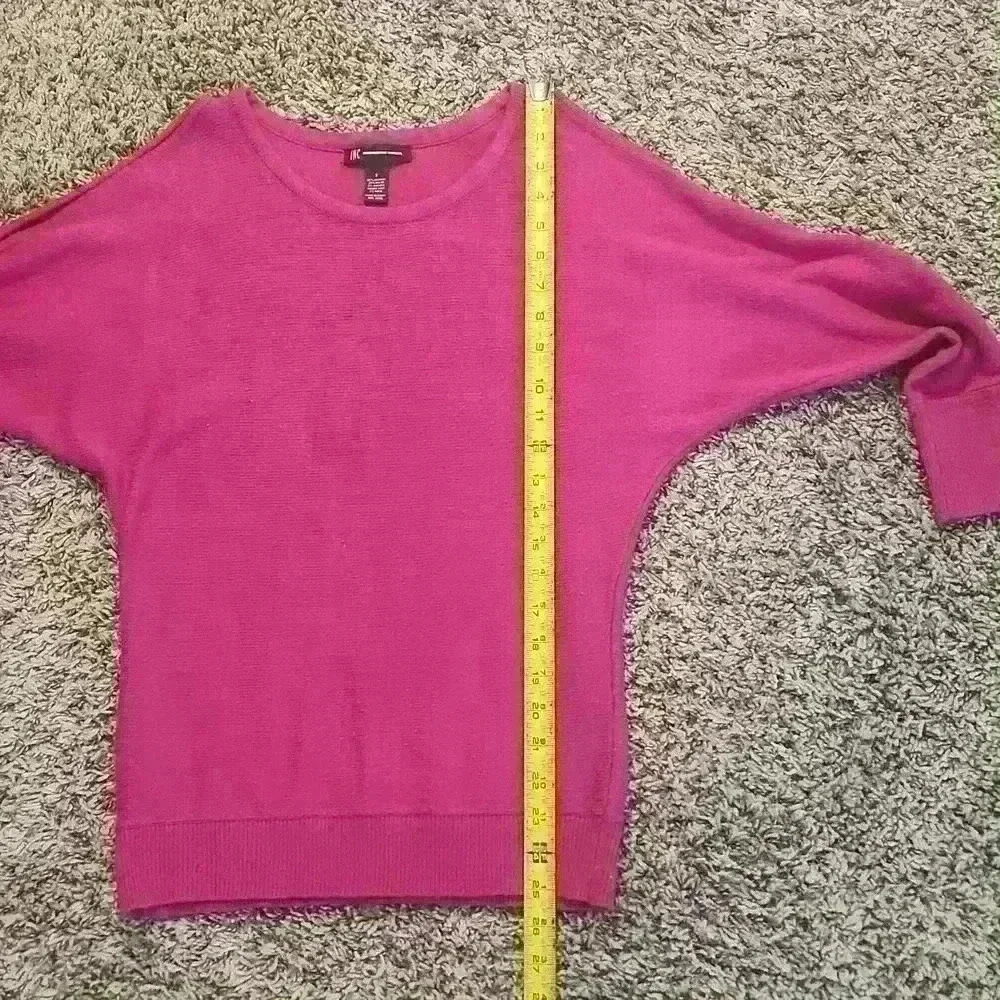 INC International Concepts Cold Shoulder Sweater 3/4 Sleeve Fuscia Size Small - Picture 5 of 5
